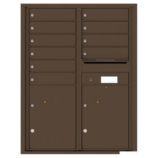 10 Tenant Doors with 2 Parcel Lockers and Outgoing Mail Compartment - 4C Wall Mount 11 - High Mailboxes - 4C11D - 10 - Select Commercial Mailboxes
