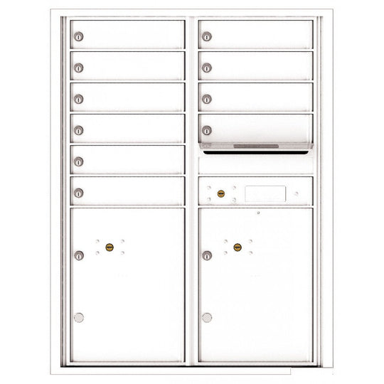 10 Tenant Doors with 2 Parcel Lockers and Outgoing Mail Compartment - 4C Wall Mount 11 - High Mailboxes - 4C11D - 10 - Select Commercial Mailboxes