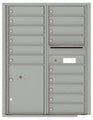 15 Tenant Doors with Parcel Locker and Outgoing Mail Compartment - 4C Wall Mount 11-High Mailboxes - 4C11D-15