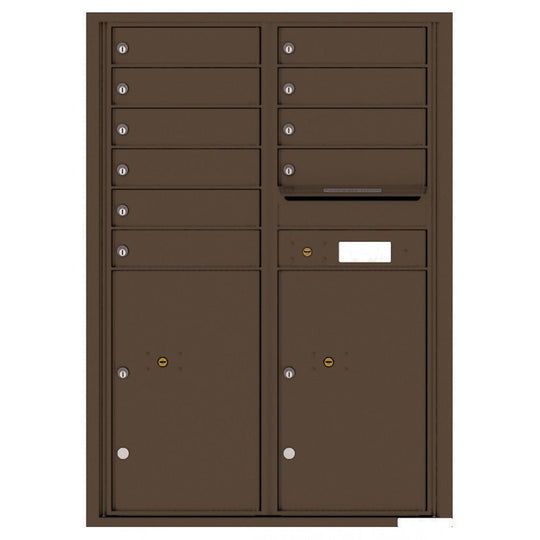 10 Tenant Doors with 2 Parcel Lockers and Outgoing Mail Compartment - 4C Wall Mount 12 - High Mailboxes - 4C12D - 10 - Select Commercial Mailboxes