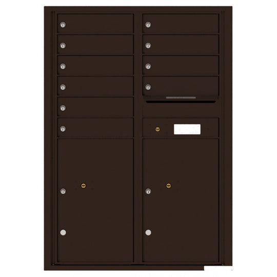 10 Tenant Doors with 2 Parcel Lockers and Outgoing Mail Compartment - 4C Wall Mount 12 - High Mailboxes - 4C12D - 10 - Select Commercial Mailboxes