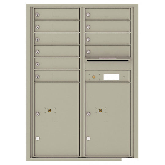 10 Tenant Doors with 2 Parcel Lockers and Outgoing Mail Compartment - 4C Wall Mount 12 - High Mailboxes - 4C12D - 10 - Select Commercial Mailboxes