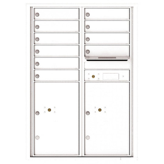 10 Tenant Doors with 2 Parcel Lockers and Outgoing Mail Compartment - 4C Wall Mount 12 - High Mailboxes - 4C12D - 10 - Select Commercial Mailboxes