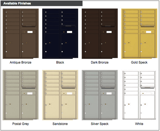10 Tenant Doors with 2 Parcel Lockers and Outgoing Mail Compartment - 4C Wall Mount 12 - High Mailboxes - 4C12D - 10 - Select Commercial Mailboxes
