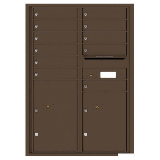11 Tenant Doors with 2 Parcel Lockers and Outgoing Mail Compartment - 4C Wall Mount 12 - High Mailboxes - 4C12D - 11 - Select Commercial Mailboxes