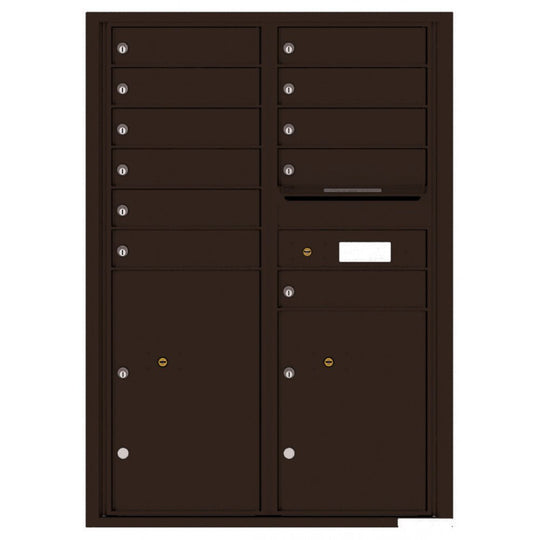 11 Tenant Doors with 2 Parcel Lockers and Outgoing Mail Compartment - 4C Wall Mount 12 - High Mailboxes - 4C12D - 11 - Select Commercial Mailboxes