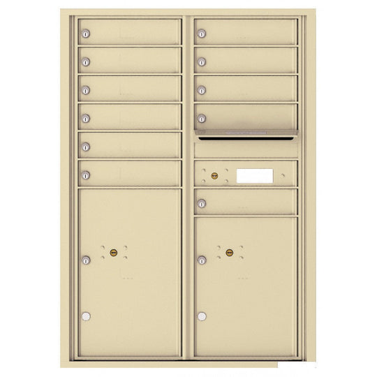 11 Tenant Doors with 2 Parcel Lockers and Outgoing Mail Compartment - 4C Wall Mount 12 - High Mailboxes - 4C12D - 11 - Select Commercial Mailboxes
