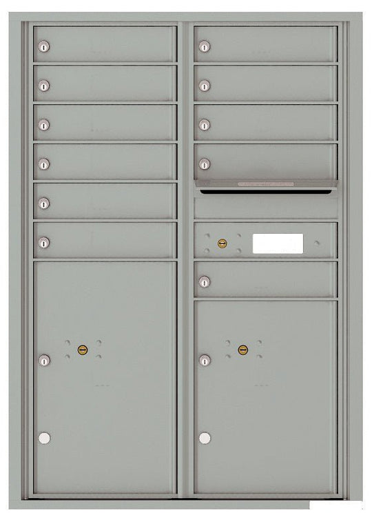11 Tenant Doors with 2 Parcel Lockers and Outgoing Mail Compartment - 4C Wall Mount 12 - High Mailboxes - 4C12D - 11 - Select Commercial Mailboxes