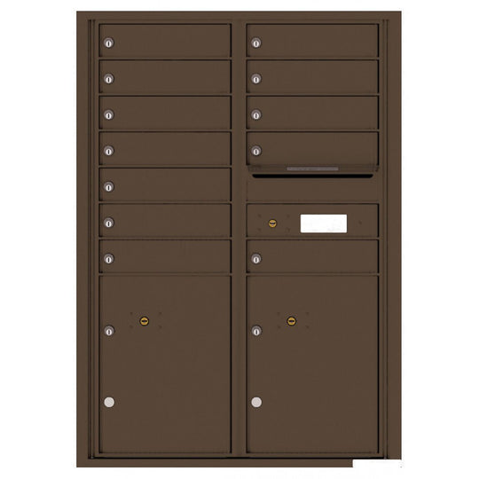 12 Tenant Doors with 2 Parcel Lockers and Outgoing Mail Compartment - 4C Wall Mount 12 - High Mailboxes - 4C12D - 12 - Select Commercial Mailboxes