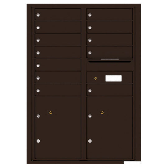 12 Tenant Doors with 2 Parcel Lockers and Outgoing Mail Compartment - 4C Wall Mount 12 - High Mailboxes - 4C12D - 12 - Select Commercial Mailboxes