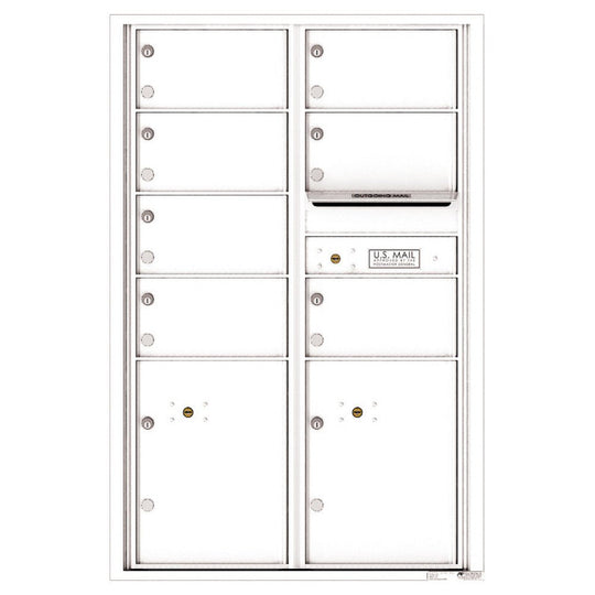 7 Oversized Tenant Doors with 2 Parcel Lockers and Outgoing Mail Compartment - 4C Wall Mount 13 - High Mailboxes - 4C13D - 07 - Select Commercial Mailboxes
