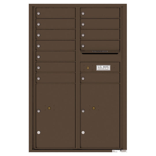 12 Tenant Doors with 2 Parcel Lockers and Outgoing Mail Compartment - 4C Wall Mount 13 - High Mailboxes - 4C13D - 12 - Select Commercial Mailboxes