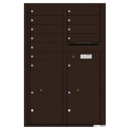 12 Tenant Doors with 2 Parcel Lockers and Outgoing Mail Compartment - 4C Wall Mount 13 - High Mailboxes - 4C13D - 12 - Select Commercial Mailboxes