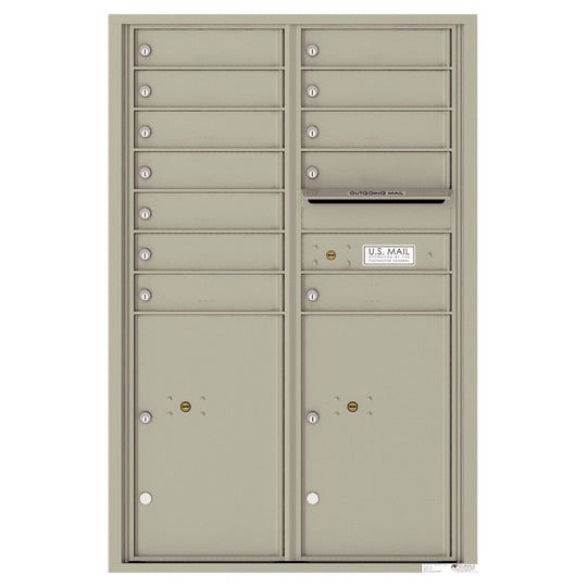 12 Tenant Doors with 2 Parcel Lockers and Outgoing Mail Compartment - 4C Wall Mount 13 - High Mailboxes - 4C13D - 12 - Select Commercial Mailboxes
