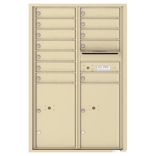 12 Tenant Doors with 2 Parcel Lockers and Outgoing Mail Compartment - 4C Wall Mount 13 - High Mailboxes - 4C13D - 12 - Select Commercial Mailboxes