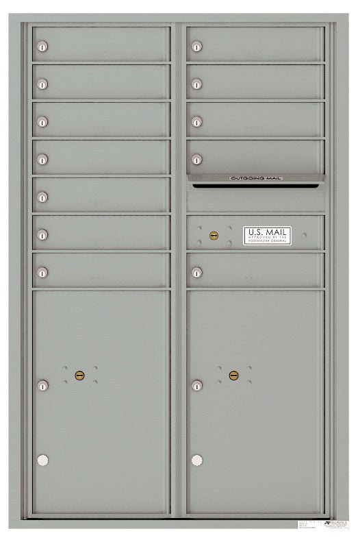 12 Tenant Doors with 2 Parcel Lockers and Outgoing Mail Compartment - 4C Wall Mount 13 - High Mailboxes - 4C13D - 12 - Select Commercial Mailboxes