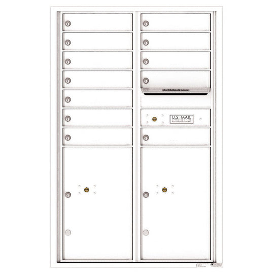12 Tenant Doors with 2 Parcel Lockers and Outgoing Mail Compartment - 4C Wall Mount 13 - High Mailboxes - 4C13D - 12 - Select Commercial Mailboxes