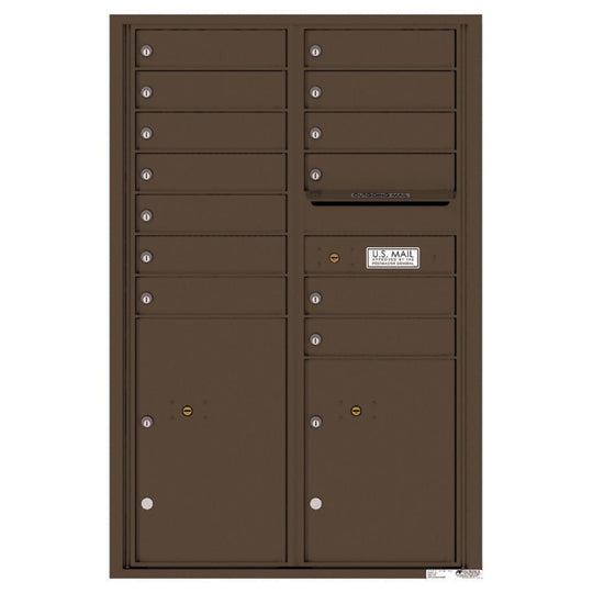 13 Tenant Doors with 2 Parcel Lockers and Outgoing Mail Compartment - 4C Wall Mount 13 - High Mailboxes - 4C13D - 13 - Select Commercial Mailboxes