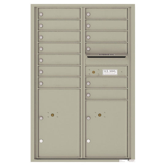 13 Tenant Doors with 2 Parcel Lockers and Outgoing Mail Compartment - 4C Wall Mount 13 - High Mailboxes - 4C13D - 13 - Select Commercial Mailboxes