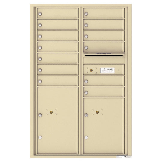 13 Tenant Doors with 2 Parcel Lockers and Outgoing Mail Compartment - 4C Wall Mount 13 - High Mailboxes - 4C13D - 13 - Select Commercial Mailboxes