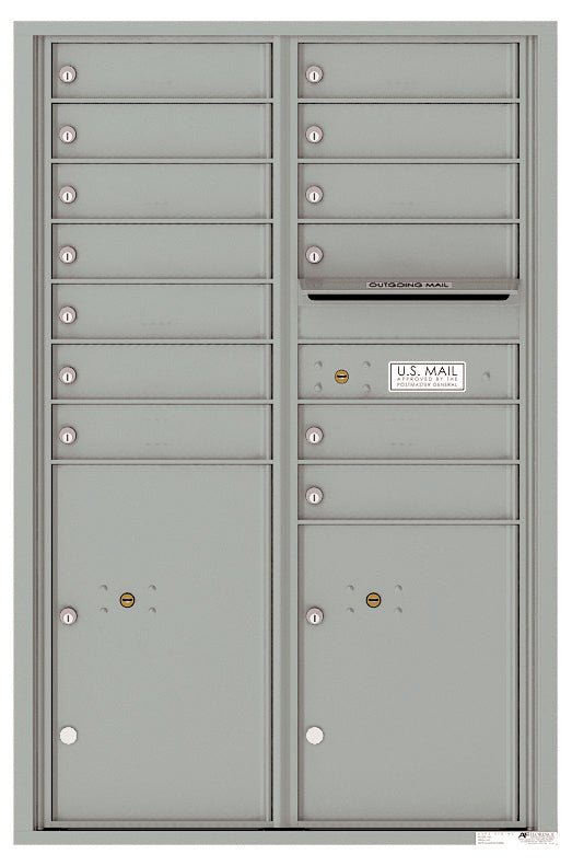 13 Tenant Doors with 2 Parcel Lockers and Outgoing Mail Compartment - 4C Wall Mount 13 - High Mailboxes - 4C13D - 13 - Select Commercial Mailboxes