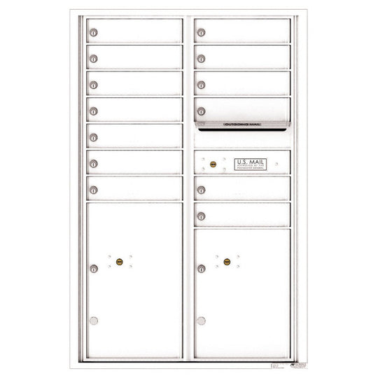 13 Tenant Doors with 2 Parcel Lockers and Outgoing Mail Compartment - 4C Wall Mount 13 - High Mailboxes - 4C13D - 13 - Select Commercial Mailboxes