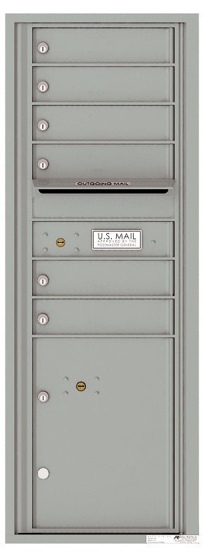 6 Tenant Doors with 1 Parcel Locker and Outgoing Mail Compartment - 4C Wall Mount 13 - High Mailboxes - 4C13S - 06 - Select Commercial Mailboxes