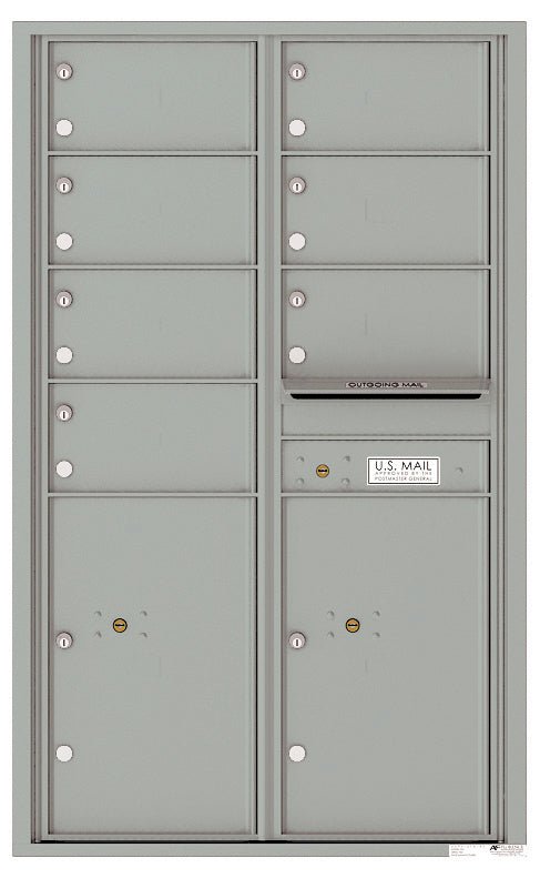 7 Oversized Tenant Doors with 2 Parcel Lockers and Outgoing Mail Compartment - 4C Wall Mount 14 - High Mailboxes - 4C14D - 07 - Select Commercial Mailboxes