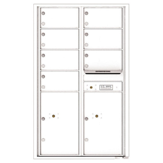 7 Oversized Tenant Doors with 2 Parcel Lockers and Outgoing Mail Compartment - 4C Wall Mount 14 - High Mailboxes - 4C14D - 07 - Select Commercial Mailboxes