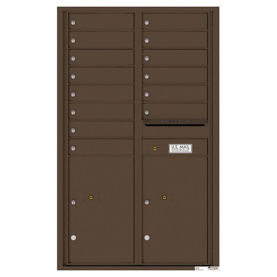 14 Tenant Doors with 2 Parcel Lockers and Outgoing Mail Compartment - 4C Wall Mount 14 - High Mailboxes - 4C14D - 14 - Select Commercial Mailboxes
