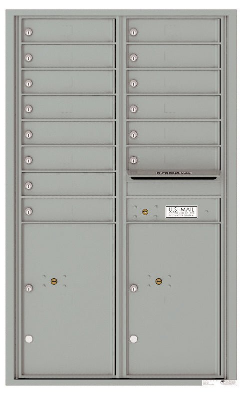 14 Tenant Doors with 2 Parcel Lockers and Outgoing Mail Compartment - 4C Wall Mount 14 - High Mailboxes - 4C14D - 14 - Select Commercial Mailboxes