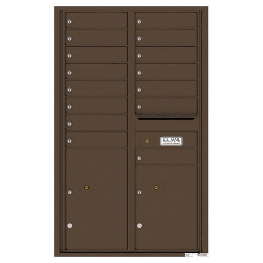 15 Tenant Doors with 2 Parcel Lockers and Outgoing Mail Compartment - 4C Wall Mount 14 - High Mailboxes - 4C14D - 15 - Select Commercial Mailboxes