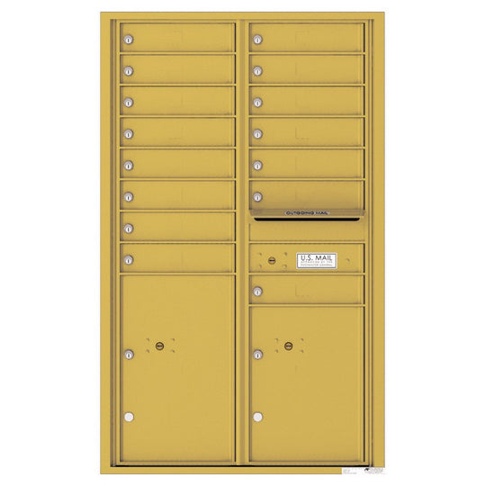 15 Tenant Doors with 2 Parcel Lockers and Outgoing Mail Compartment - 4C Wall Mount 14 - High Mailboxes - 4C14D - 15 - Select Commercial Mailboxes