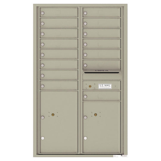 15 Tenant Doors with 2 Parcel Lockers and Outgoing Mail Compartment - 4C Wall Mount 14 - High Mailboxes - 4C14D - 15 - Select Commercial Mailboxes