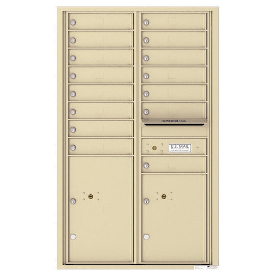15 Tenant Doors with 2 Parcel Lockers and Outgoing Mail Compartment - 4C Wall Mount 14 - High Mailboxes - 4C14D - 15 - Select Commercial Mailboxes
