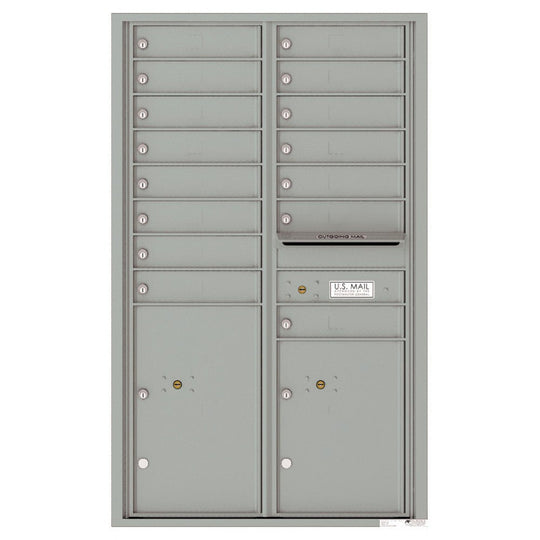15 Tenant Doors with 2 Parcel Lockers and Outgoing Mail Compartment - 4C Wall Mount 14 - High Mailboxes - 4C14D - 15 - Select Commercial Mailboxes