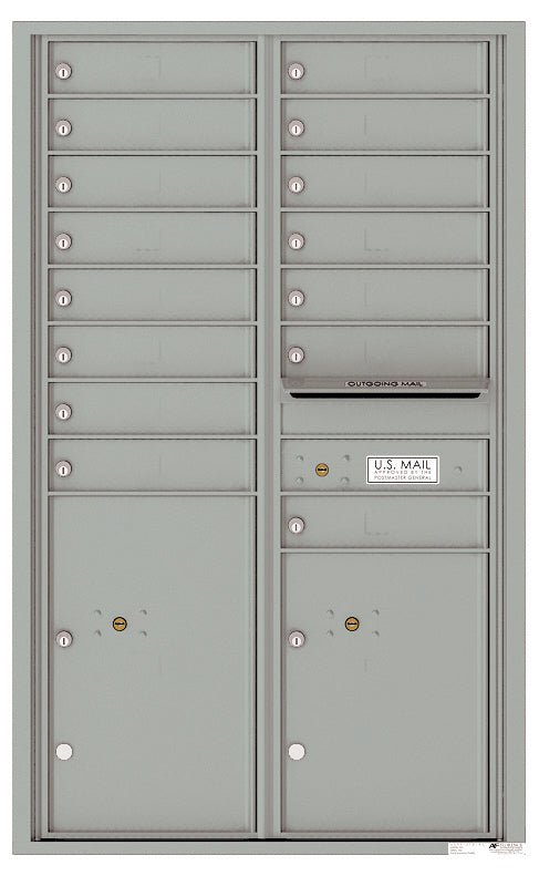 15 Tenant Doors with 2 Parcel Lockers and Outgoing Mail Compartment - 4C Wall Mount 14 - High Mailboxes - 4C14D - 15 - Select Commercial Mailboxes