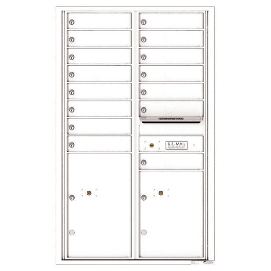 15 Tenant Doors with 2 Parcel Lockers and Outgoing Mail Compartment - 4C Wall Mount 14 - High Mailboxes - 4C14D - 15 - Select Commercial Mailboxes