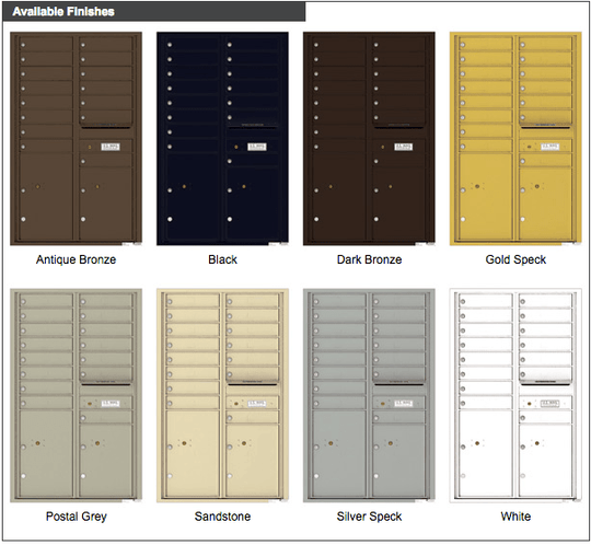 15 Tenant Doors with 2 Parcel Lockers and Outgoing Mail Compartment - 4C Wall Mount 14 - High Mailboxes - 4C14D - 15 - Select Commercial Mailboxes