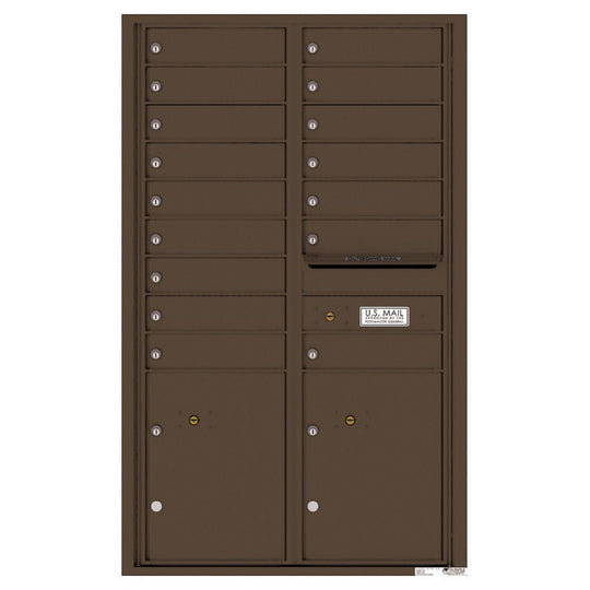 16 Tenant Doors with 2 Parcel Lockers and Outgoing Mail Compartment - 4C Wall Mount 14 - High Mailboxes - 4C14D - 16 - Select Commercial Mailboxes