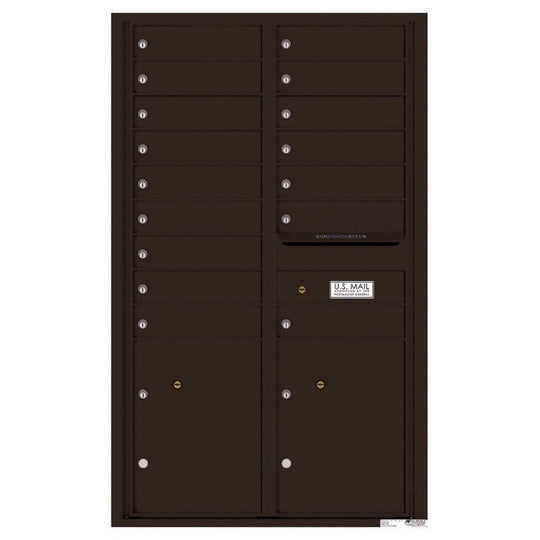 16 Tenant Doors with 2 Parcel Lockers and Outgoing Mail Compartment - 4C Wall Mount 14 - High Mailboxes - 4C14D - 16 - Select Commercial Mailboxes