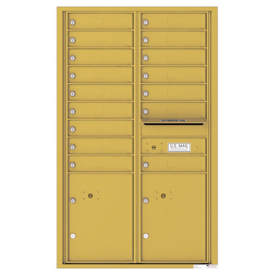 16 Tenant Doors with 2 Parcel Lockers and Outgoing Mail Compartment - 4C Wall Mount 14 - High Mailboxes - 4C14D - 16 - Select Commercial Mailboxes