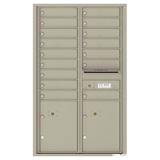 16 Tenant Doors with 2 Parcel Lockers and Outgoing Mail Compartment - 4C Wall Mount 14 - High Mailboxes - 4C14D - 16 - Select Commercial Mailboxes
