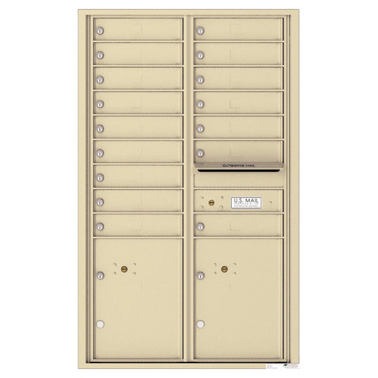16 Tenant Doors with 2 Parcel Lockers and Outgoing Mail Compartment - 4C Wall Mount 14 - High Mailboxes - 4C14D - 16 - Select Commercial Mailboxes