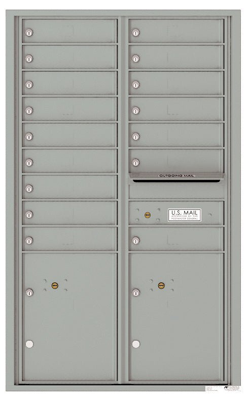 16 Tenant Doors with 2 Parcel Lockers and Outgoing Mail Compartment - 4C Wall Mount 14 - High Mailboxes - 4C14D - 16 - Select Commercial Mailboxes