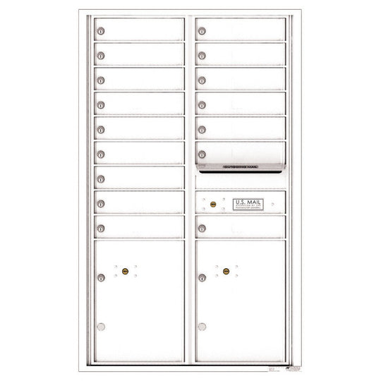 16 Tenant Doors with 2 Parcel Lockers and Outgoing Mail Compartment - 4C Wall Mount 14 - High Mailboxes - 4C14D - 16 - Select Commercial Mailboxes