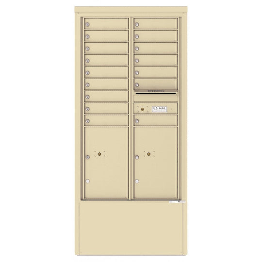 16 Tenant Doors with 2 Parcel Lockers and Outgoing Mail Compartment - 4C Depot Mailbox Module - 4C15D - 16 - D - Select Commercial Mailboxes
