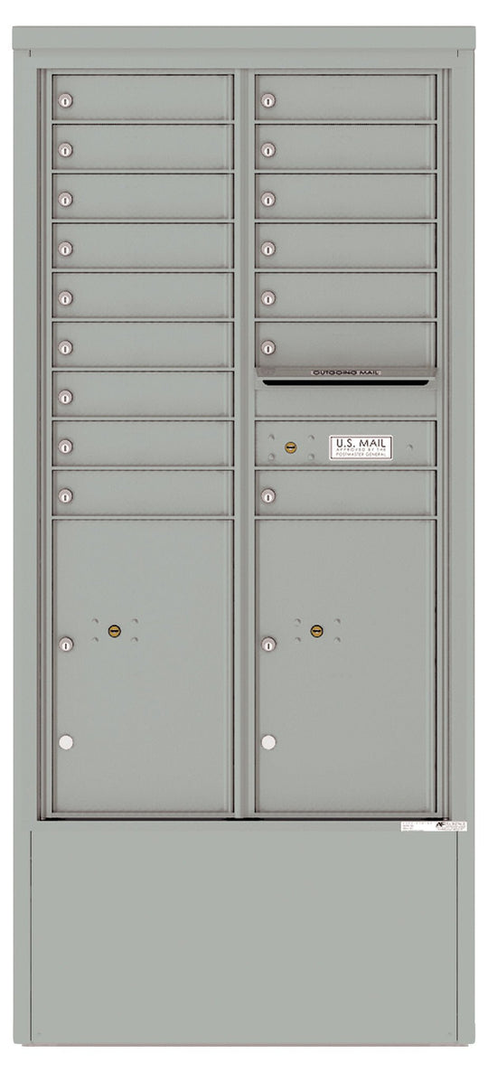16 Tenant Doors with 2 Parcel Lockers and Outgoing Mail Compartment - 4C Depot Mailbox Module - 4C15D - 16 - D - Select Commercial Mailboxes