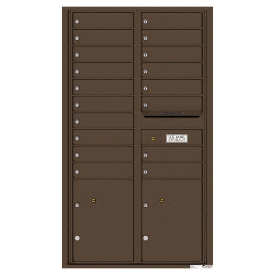 18 Tenant Doors with 2 Parcel Lockers and Outgoing Mail Compartment - 4C Wall Mount 15 - High Mailboxes - 4C15D - 18 - Select Commercial Mailboxes