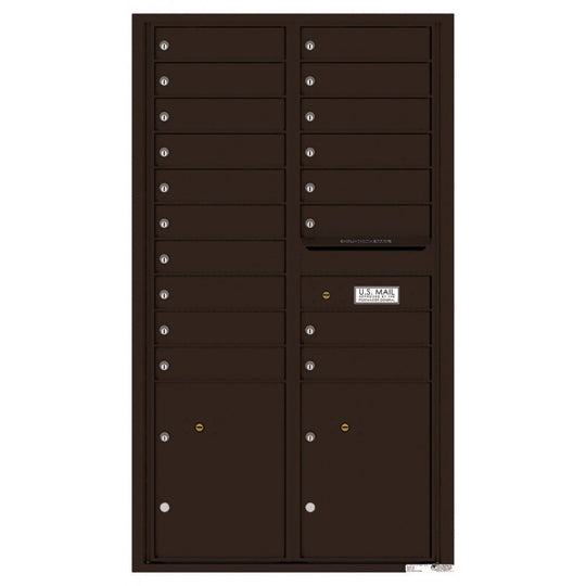 18 Tenant Doors with 2 Parcel Lockers and Outgoing Mail Compartment - 4C Wall Mount 15 - High Mailboxes - 4C15D - 18 - Select Commercial Mailboxes